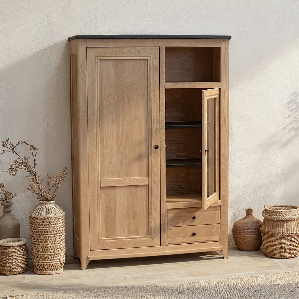 Vitrine 2 portes 2 tiroirs 1 niche