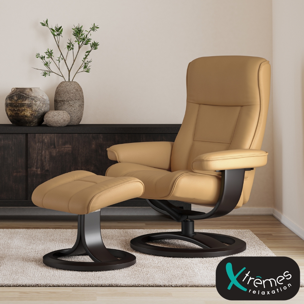 Fauteuil pivotant et pouf