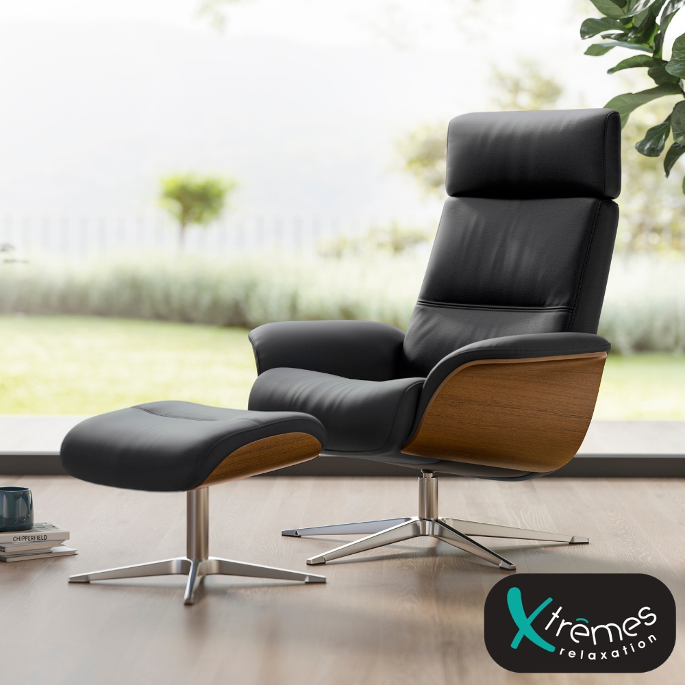 Fauteuil pivotant et pouf