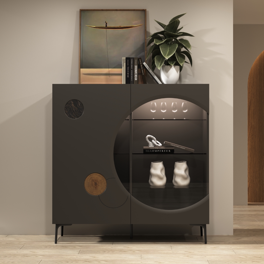 Meuble de rangement 2 portes vitrées