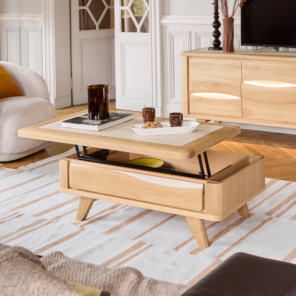 Table basse plateau relevable
