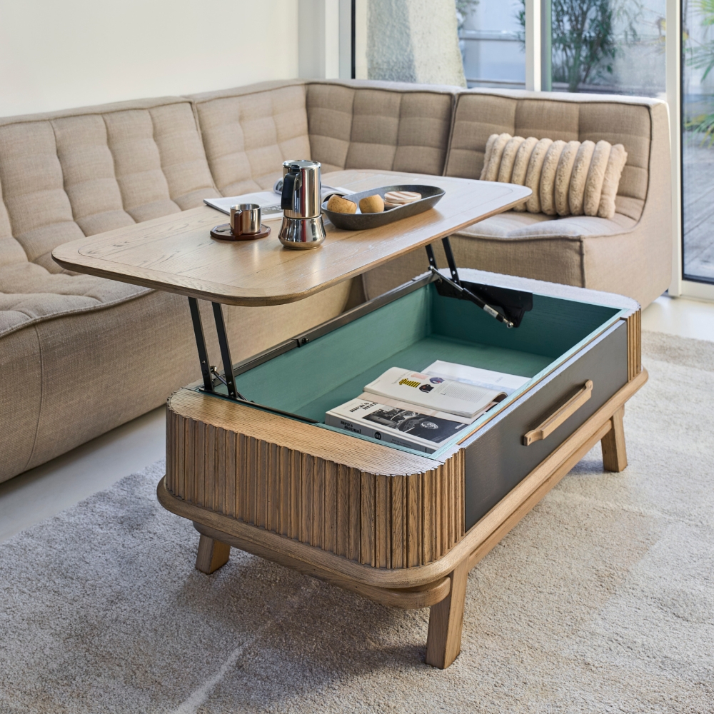 Table basse plateau relevable