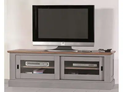 Grand TV 2 portes coulissantes vitrées