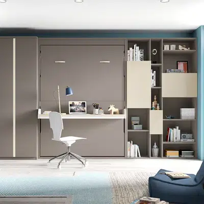 Composition mur chambre lit escamotable