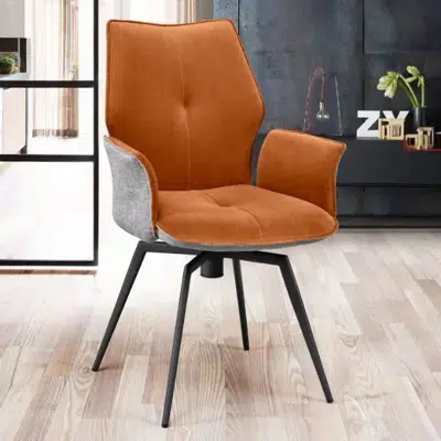 Chaise pivotante tissu et velours