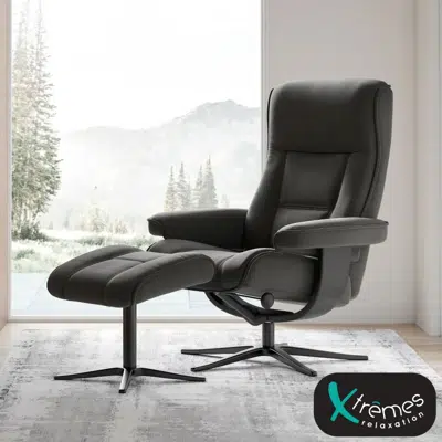 Fauteuil pivotant et pouf