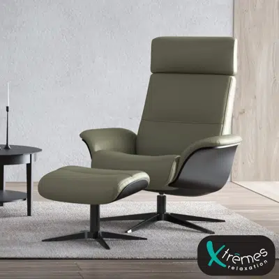 Fauteuil pivotant et pouf