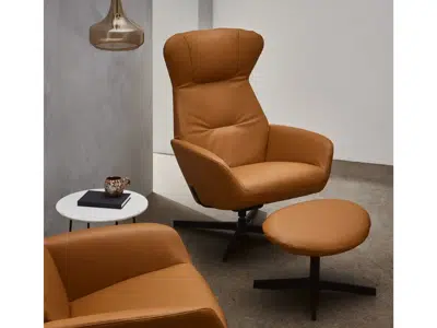 Fauteuil de relaxation pivotant et repose-pieds