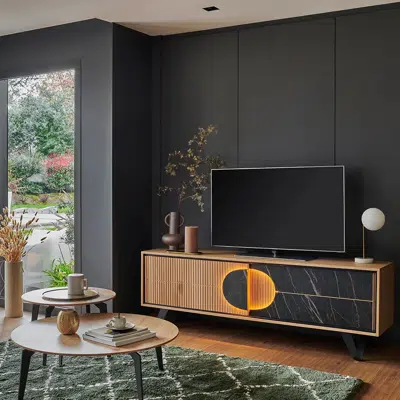 Meuble TV 2 portes coulissantes