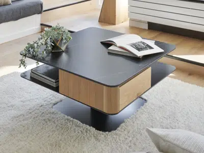 Table basse carrée 2 tiroirs