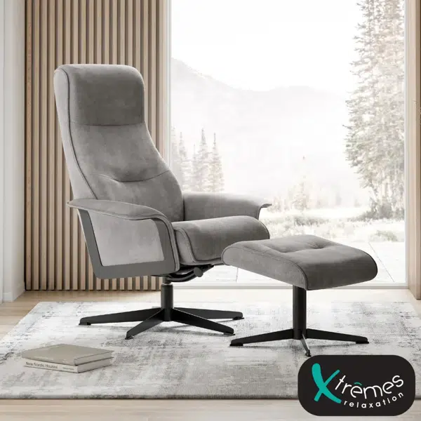 Fauteuil pivotant et pouf
