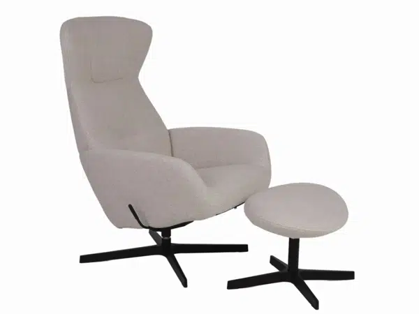 Fauteuil de relaxation pivotant et repose-pieds